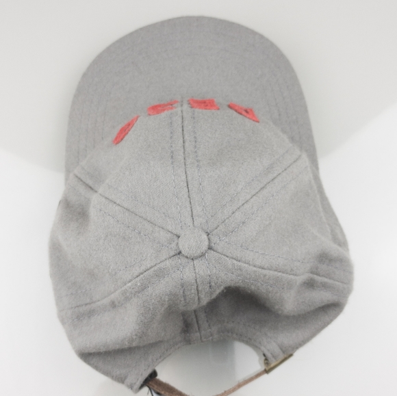 DESO Supply Co Hat Cap USA Adjustable Leather Strap Gray & Red Unisex - Picture 2 of 8